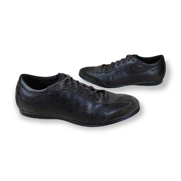 Salvatore Ferragamo Embossed Leather Sneakers - Picture 3 of 10